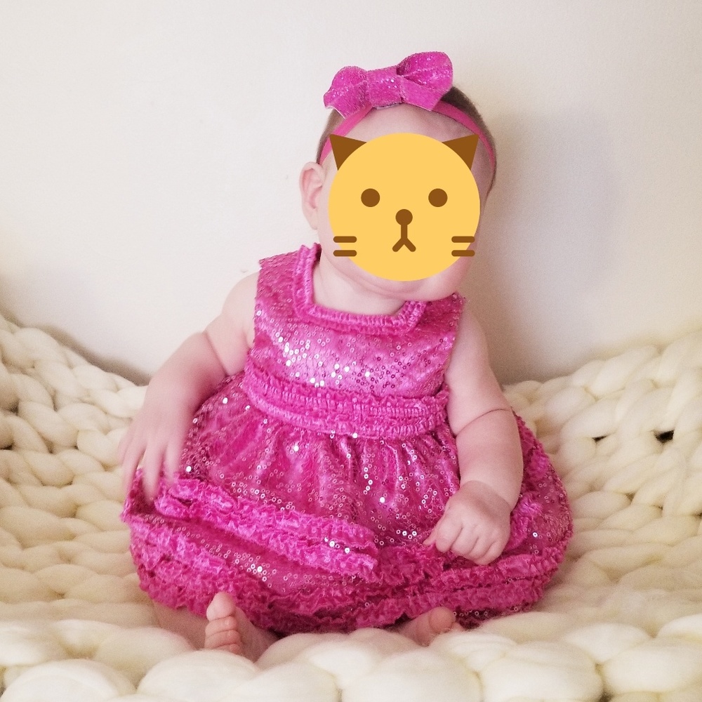 American Princess matching bow &  sequin dress